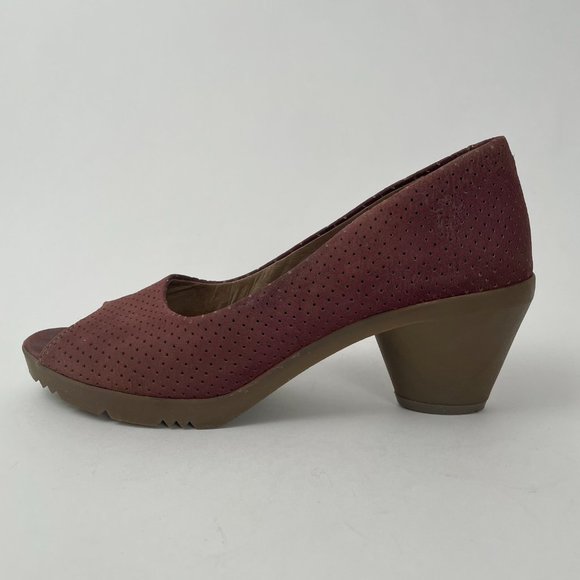 Fly London Frey Peep Toe Peeptoe Leather Heels, Smoky Purple, Size 9/9.5 (40) - Picture 2 of 10